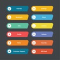 Web Design Button Collection with Colorful Flat Design Button.