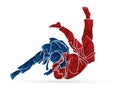 Judo action cartoon graphic
