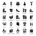 Beauty, Makeup and Fashion Solid Icons Set