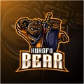 Kungfu bear mascot logo with a sword