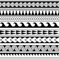 Vector ethnic seamless pattern in maori tattoo style. Geometric border with decorative ethnic elements. Horizontal pattern. Royalty Free Stock Photo