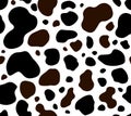 Cow texture pattern repeated seamless brown black white Royalty Free Stock Photo