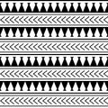 Vector ethnic geometric seamless pattern in maori tattoo style. Horizontal pattern. Simple Scandinavian style. Royalty Free Stock Photo