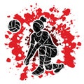 Woman volleyball player action cartoon graphic