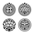 Set of round tattoo ornament maori style Royalty Free Stock Photo