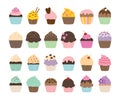 Set of cute vector cupcakes and muffins