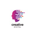 Digital Abstract logo with people`s head