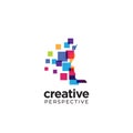 Modern negative space people`s head logo with colorful pixel