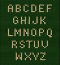 Vector knitted letter set on knit background with various color combinations.