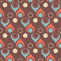 Seamless retro design of teardrop shapes and vintage colors.