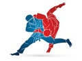 Judo sport action cartoon graphic