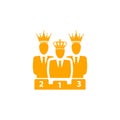 Award, business rank, success, team, winner, crown on head orange color icon Royalty Free Stock Photo