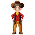 Smiling cartoon cowboy isolated on white background