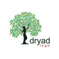 Dryad tree logo .  mythology tree  illustration Royalty Free Stock Photo