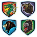 Wild Animals Logo Set. Dragon, Lion, Bear, Gorilla, Esports Vector Mascot Logo Design Royalty Free Stock Photo