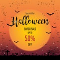 Halloween sale banners or party invitation background. Royalty Free Stock Photo