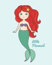 Cute little mermaid vector illustration