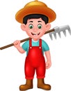 Funny Farmer With Brown Hat Cartoon