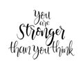 You are stronger than you think. hand lettering, motivational quotes