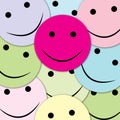 Happy smiles seamless pattern. Yellow emoji vector background. Smiles face texture template.