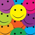 Happy smiles seamless pattern. Yellow emoji vector background. Smiles face texture template.