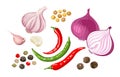 Set of spicy spices and vegetables. Royalty Free Stock Photo