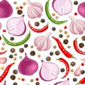 Seamless pattern with spicy spices