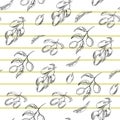 Hand drawn olive seamless pattern