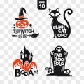 Set of silhouettes Halloween icons with quote for party decoration and cutting sticker Royalty Free Stock Photo