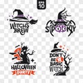 Set of silhouettes Halloween icons with quote for party decoration and cutting sticker Royalty Free Stock Photo