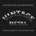 Vintage Metal alphabet font. Beveled scratched letters and. Royalty Free Stock Photo