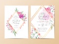 Geometric floral frame wedding invitation cards template set Royalty Free Stock Photo