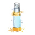 Watercolor skincare illustration. toner, lotion, essence or mist