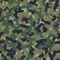 Vector geometric camouflage seamless pattern. Khaki design style for t-shirt. Military camo texture debris shape pattern Royalty Free Stock Photo