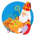 Sinterklaas holding a box of surprises