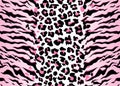 Texture tiger leopard black white pink repeating seamless print background vector Royalty Free Stock Photo