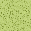 Whimsical Leaves and Branches Seamless Pattern green.