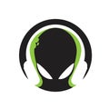 Alien head with headset logo design Royalty Free Stock Photo