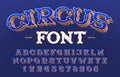 Circus alphabet font. 3D retro letters and numbers.