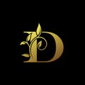 Classy Gold Letter D Logo Icon . Initial Letter D Design Vector Luxury Gold Color.Print monogram initials stamp line art sign symb