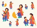 Mother and son flat vector illustration