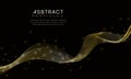 Abstract luxury waves golden Lines with futuristic particles