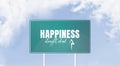 Traffic sign illustration on blue sky, road sign, Happiness straight ahead Royalty Free Stock Photo