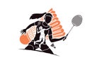 Badminton players cartoon sport graphic