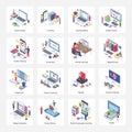 Virtual Education Isometric Illustrations Pack Royalty Free Stock Photo