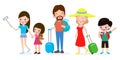 Set of people traveling, Family holiday, Tourism day vector illustration isolated on white background. Royalty Free Stock Photo