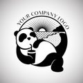 Black and white panda wildlife china animal modern and simple logo design Royalty Free Stock Photo