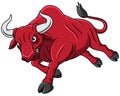 Cartoon angry red bull running Royalty Free Stock Photo