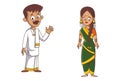 Cartoon Illustration Of Tamil Nadu Couple