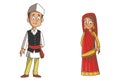 Cartoon Illustration Of Uttarakhand Couple